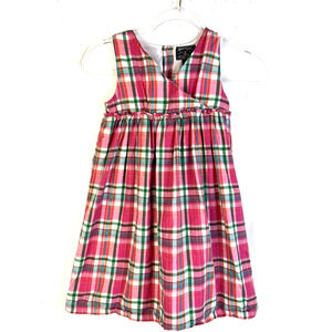 American Living Jumper Sundress Girl's 6X Pink Plaid Cotton Gathered Skirt Play